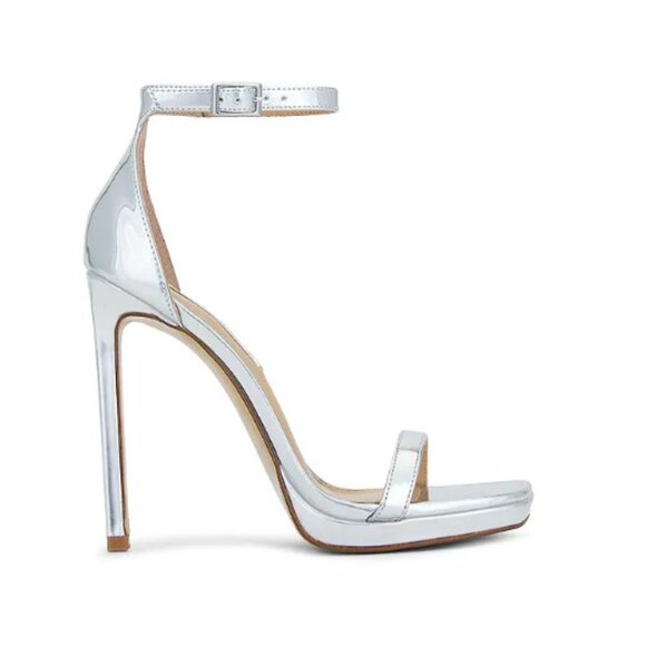 Steve Madden Silver Stiletto Iridessa Ankle Strap Heels Women's size 9 New - Picture 1 of 8